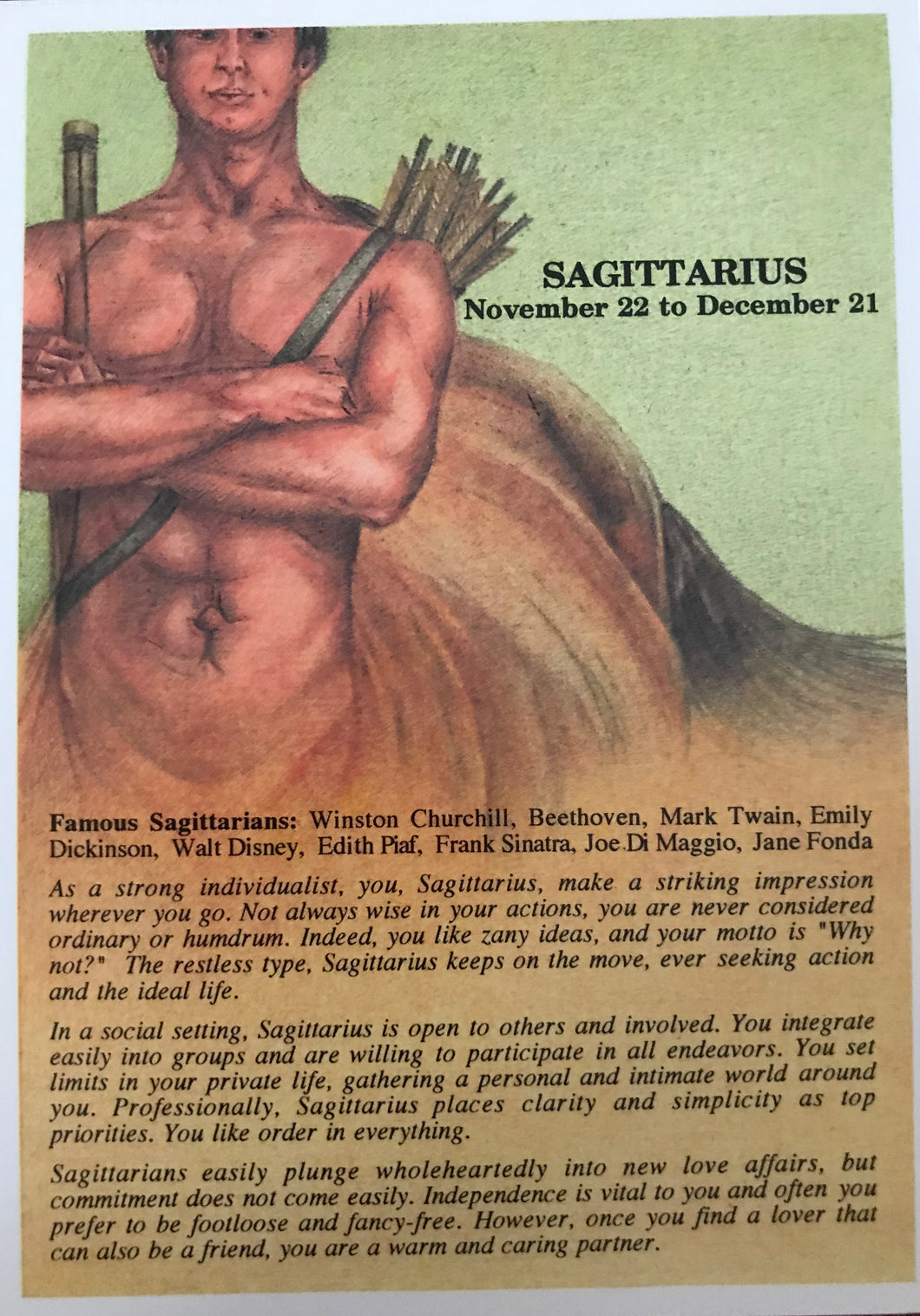 SAGITTARIUS -  November 22 to December 21 Post Card