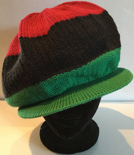 Green, Black and Red Large Dread Cap