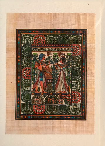 King Tut & Queen on Ivory Chest Papyrus Note Cards