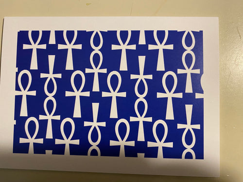 NEW!!! White Ankh on Blue Blank Note Card