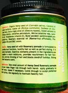 NEW!!! Hemp Seed Oil Rosemary Alpha Organics Hair Pomade