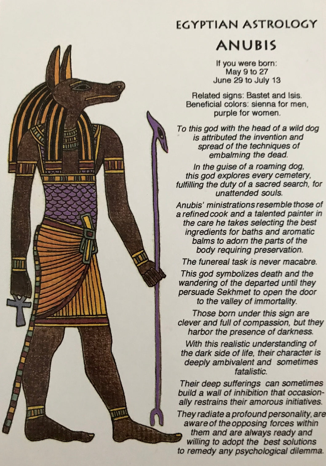 ANUBIS  Astrology  Egyptian Postcard