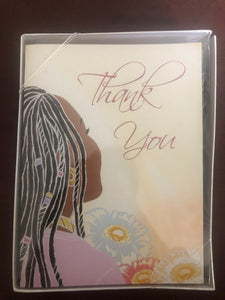 NEW!!! Blank Thank You Card Girl With Flowers