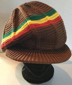 Brown With Green, Yellow and Red Large Dread Cap