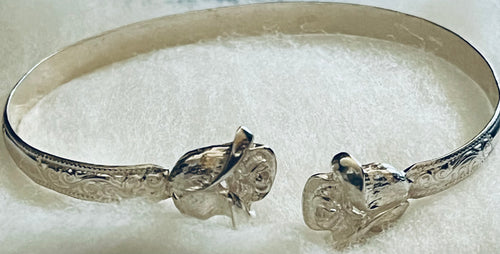 Adult Flat Rose West Indian Sterling Silver Bangles