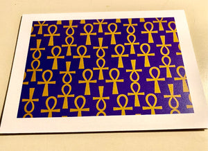 Gold Ankh on Purple Blank Note Card