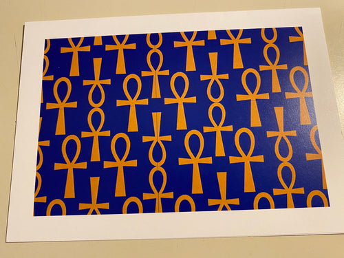 NEW!!! Gold Ankh on Blue Blank Note Card