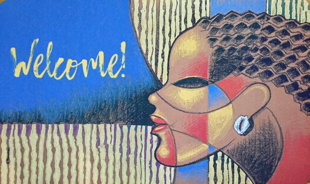 Composite Of A Woman Welcome Floor Mat