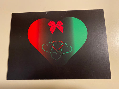 NEW!!! Red Black Green Heart Blank Note Card