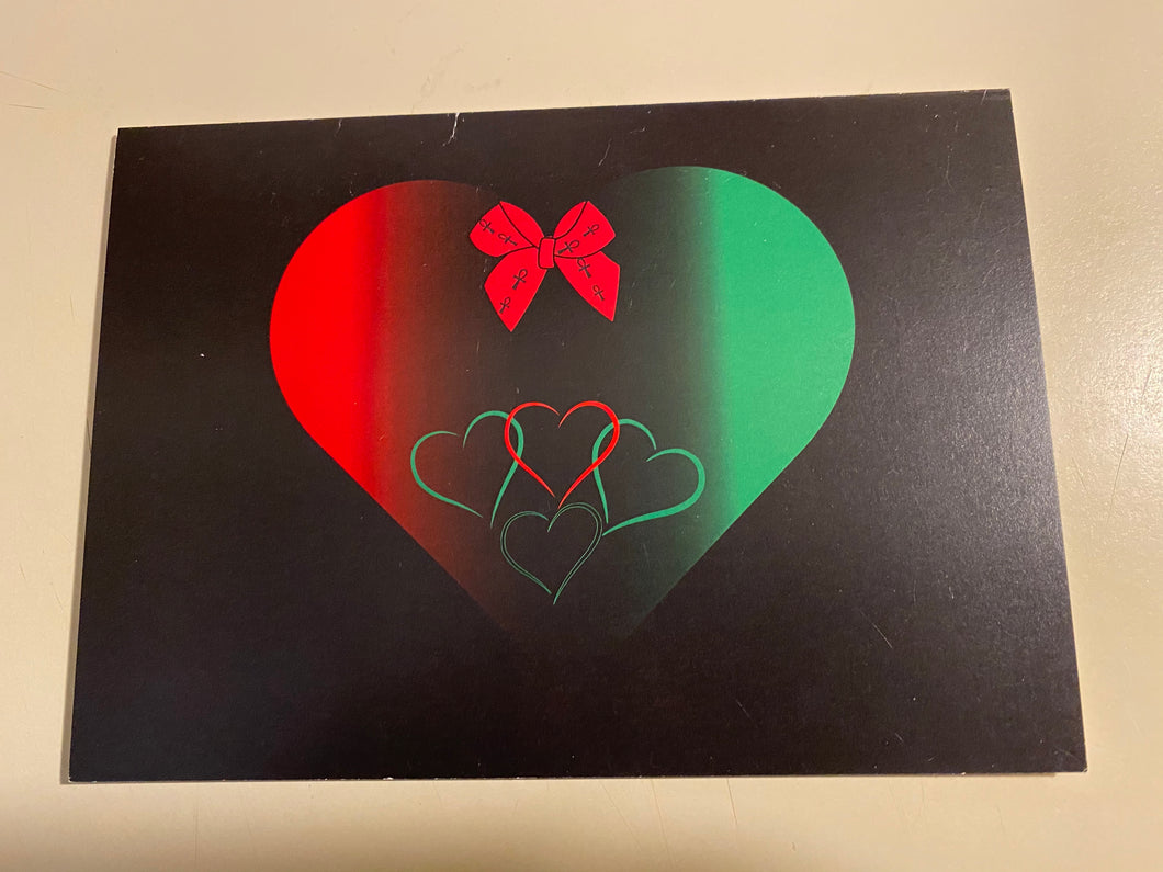 NEW!!! Red Black Green Heart Blank Note Card