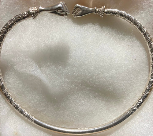 Adult Medium Heavy Fist West Indian Sterling Silver Bangles