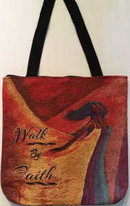 Walk by Faith Woven Tote Bag